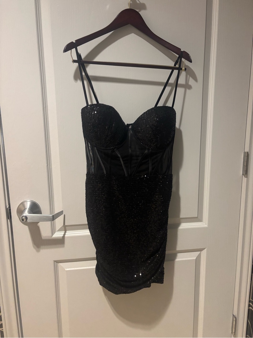 Fashion Nova Black Sequin Bustier Mini Dress